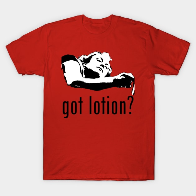 Got Lotion? Buffalo Bill (Black & White) T-Shirt by Zombie Squad Clothing